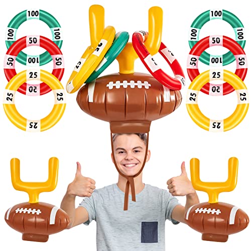Civaner 2 Set Inflatable Post Ring Toss Football Goal Post Game Include 2 Pieces Hat 6 Pieces Toss Ring for Ball PartyFootball - Image 1