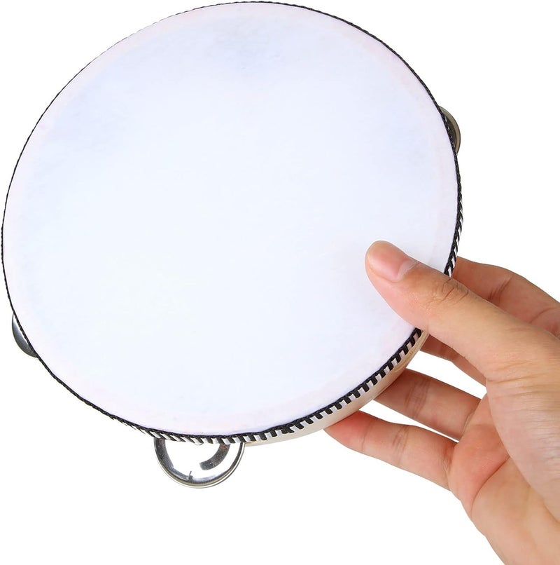 MIVIDE Tambourine, Wooden Tambourine, Music Instruments for Children and Adults (6 Inches, 7 Inches and 10 Inches) Pack of 3 - Image 3