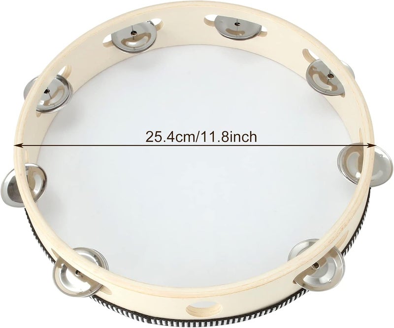 MIVIDE Tambourine, Wooden Tambourine, Music Instruments for Children and Adults (6 Inches, 7 Inches and 10 Inches) Pack of 3 - Image 4