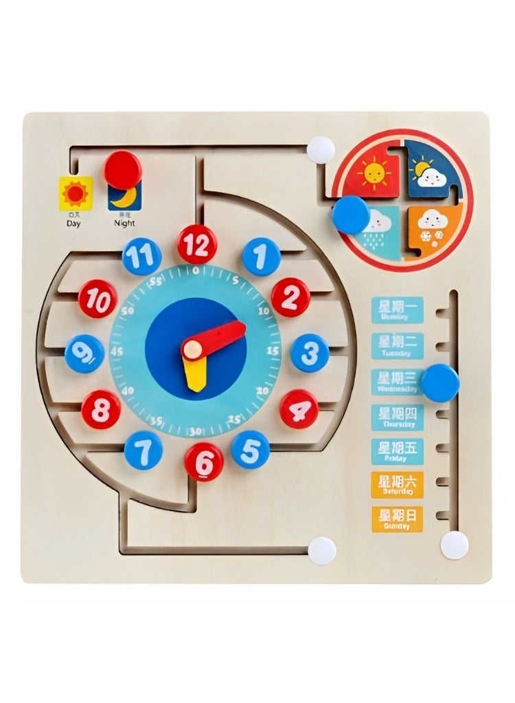 Pairing Cognitive Wooden Board Toy, Early Education Teaching Clock,  Montessori Educational Toys for Toddlers Home Kindergarten Childrens Toy, Educational Fun Calendar Clock  - Image 1