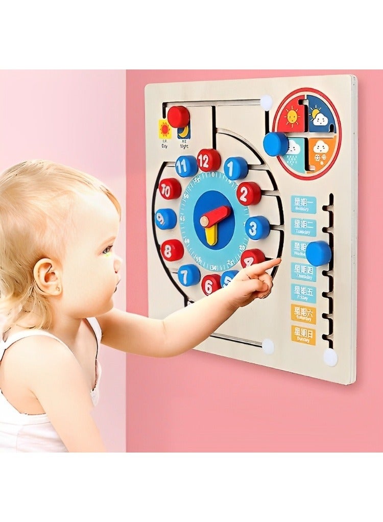 Pairing Cognitive Wooden Board Toy, Early Education Teaching Clock,  Montessori Educational Toys for Toddlers Home Kindergarten Childrens Toy, Educational Fun Calendar Clock  - Image 3