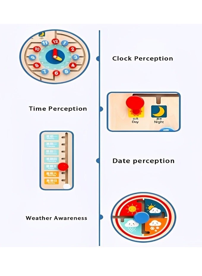 Pairing Cognitive Wooden Board Toy, Early Education Teaching Clock,  Montessori Educational Toys for Toddlers Home Kindergarten Childrens Toy, Educational Fun Calendar Clock  - Image 4