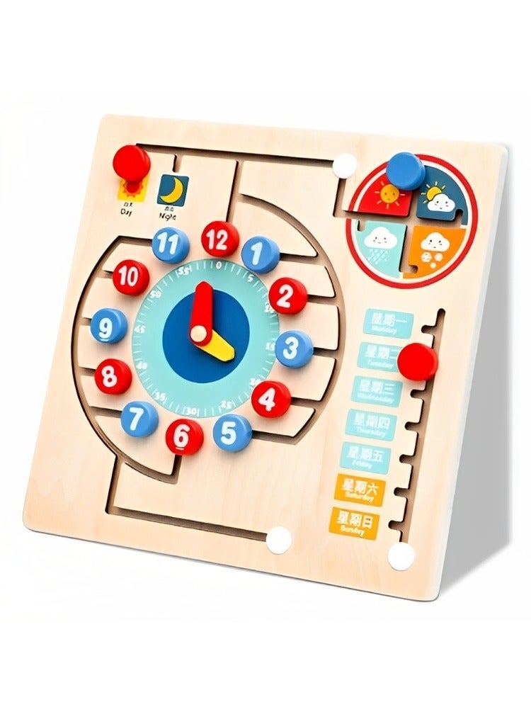 Pairing Cognitive Wooden Board Toy, Early Education Teaching Clock,  Montessori Educational Toys for Toddlers Home Kindergarten Childrens Toy, Educational Fun Calendar Clock  - Image 5