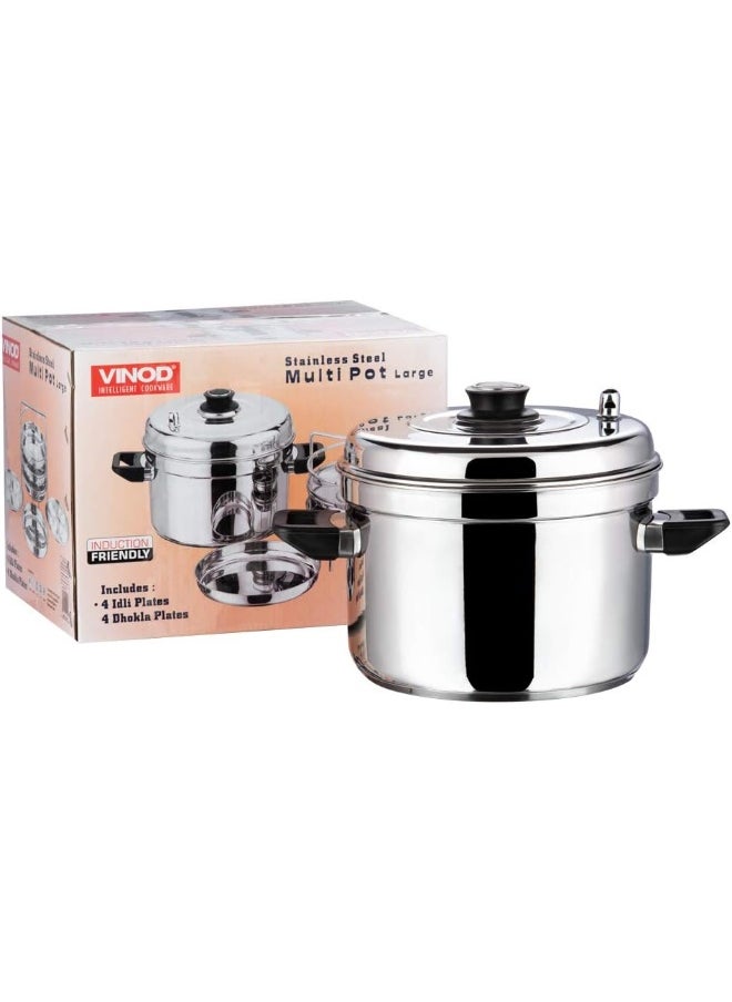 VINOD - Vinod Stainless Steel Multipurpose Pot Small - 3 Idly / 3 Dhokla Stand, VIC002, Cooker, Idli Maker, Steamer - Image 1