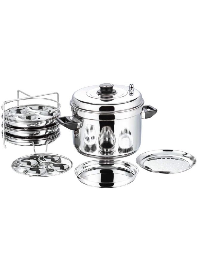 VINOD - Vinod Stainless Steel Multipurpose Pot Small - 3 Idly / 3 Dhokla Stand, VIC002, Cooker, Idli Maker, Steamer - Image 1