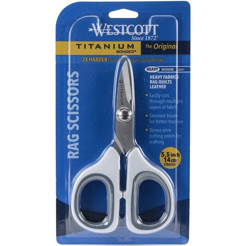 Westcott 5.5" Rag Snips, Crafting, Quilting & Sewing Scissors for Fabric Cutting with Titanium-Bonded Blades - Image 1