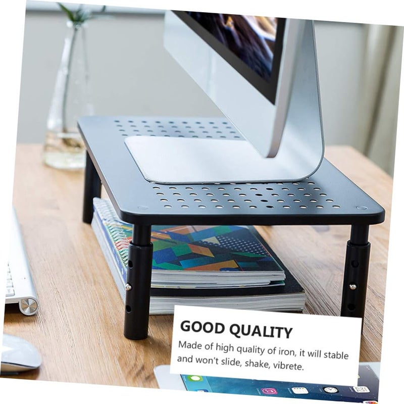 Adjustable Monitor Stand Riser with Storage Shelf Non Slip Stable Easy Assembly Black - Image 5
