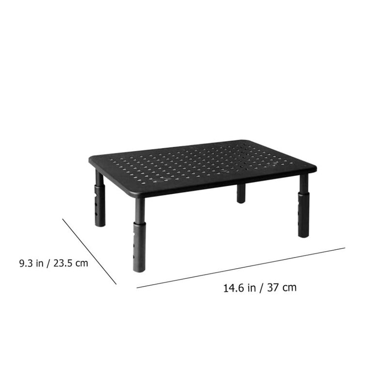 Adjustable Monitor Stand Riser with Storage Shelf Non Slip Stable Easy Assembly Black - Image 3
