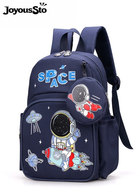 حقيبة ظهر للأطفال الصغار، حقيبة ظهر مدرسية للأطفال، حقائب كتب خفيفة الوزن مع جيب للعملات المعدنية، مناسبة للأولاد والبنات من عمر سنتين فما فوق، أزرق غامق