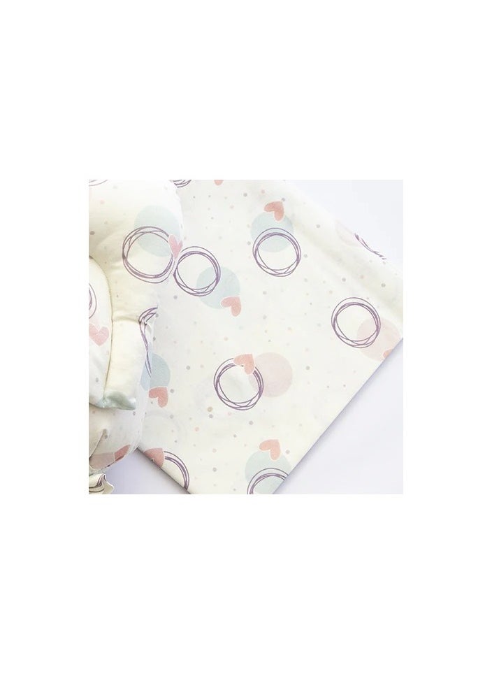 Yellow Doodle - Yellow Doodle Cot Bedsheet Set - Circle Of Love - Image 1