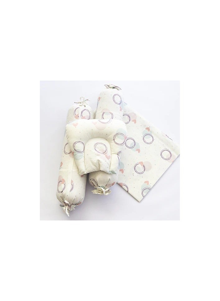 Yellow Doodle - Yellow Doodle Cot Bedsheet Set - Circle Of Love - Image 1