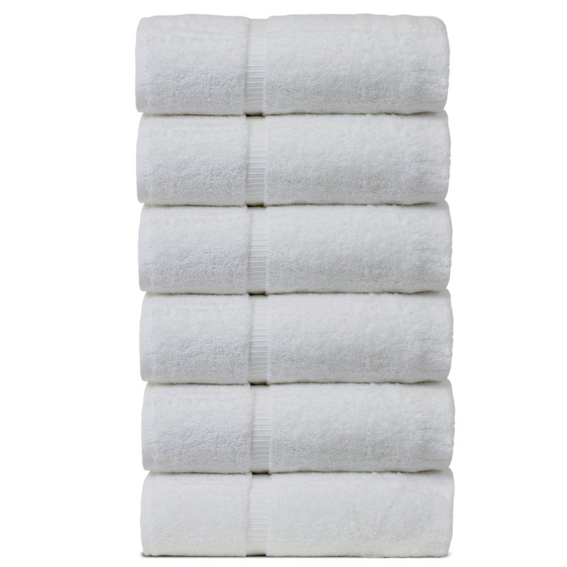 Luxury Hotel  Spa Towel 100 Genuine Turkish Cotton Hand Towels  White  Dobby Border  Set of 6