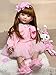 iCradle Angelbaby Doll 24 inch Adorable Reborn Toddler Girl with Long Hair That Looks Real Reborn Silicone Baby Dolls Cuddle Toys for Children Doll Sets Pink Dress - Image 4