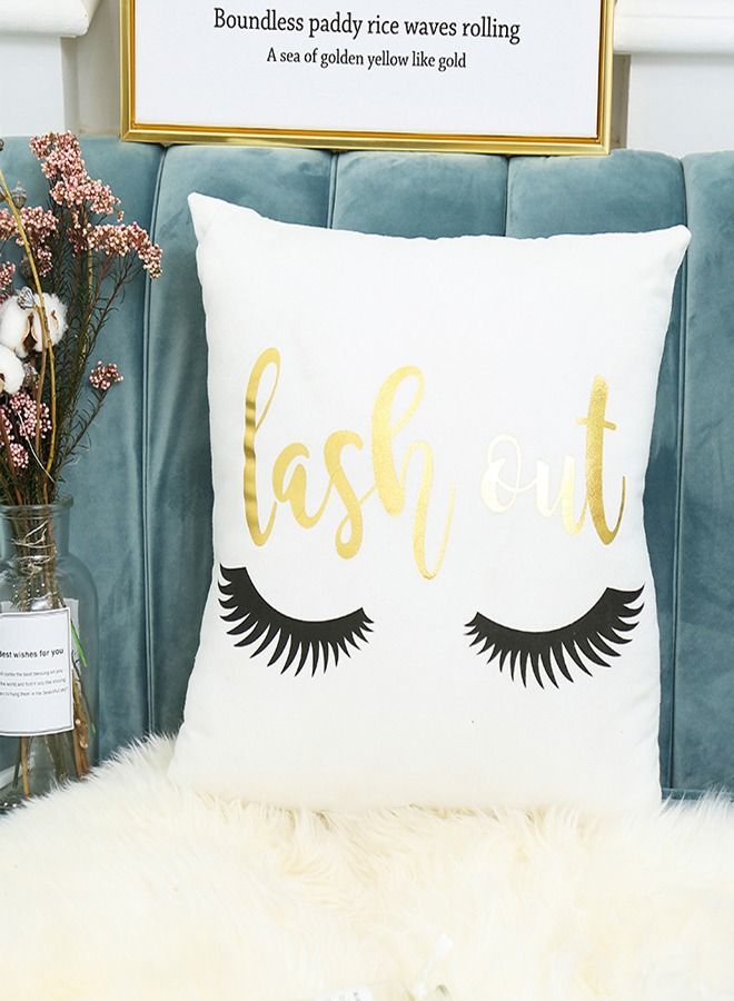 fashionhome Cushion Covers Décor Throw Pillow Cover Gold Lash Out Printed Decorative Pillow Cushion Cover for Bedroom Sofa Car Home Décor - Image 3
