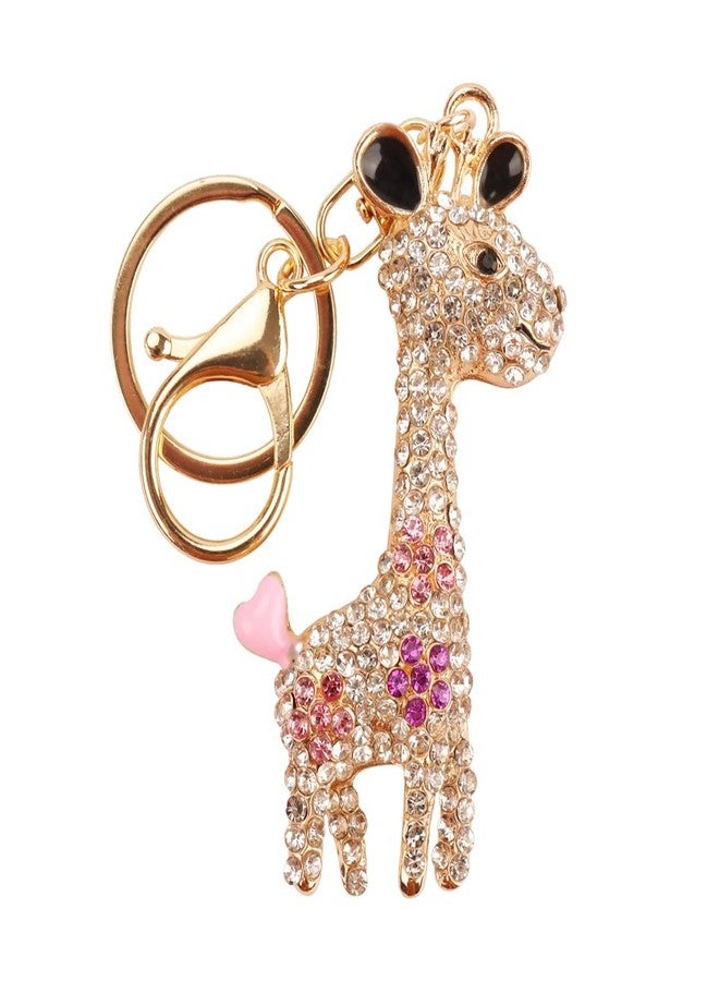 kcrygogo Cute Pink Crystal Giraffe Keychain for Women - Sparkly Animal Pendant Charm, Purse Accessory, Birthday Gift for Girls and Friends - Image 1
