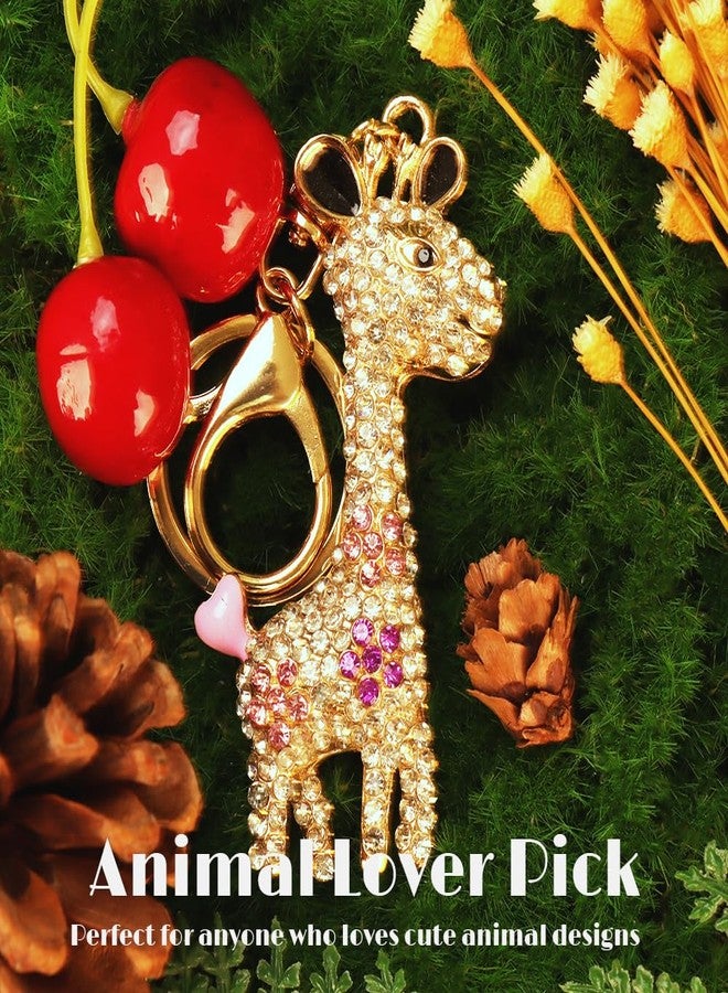 kcrygogo Cute Pink Crystal Giraffe Keychain for Women - Sparkly Animal Pendant Charm, Purse Accessory, Birthday Gift for Girls and Friends - Image 5