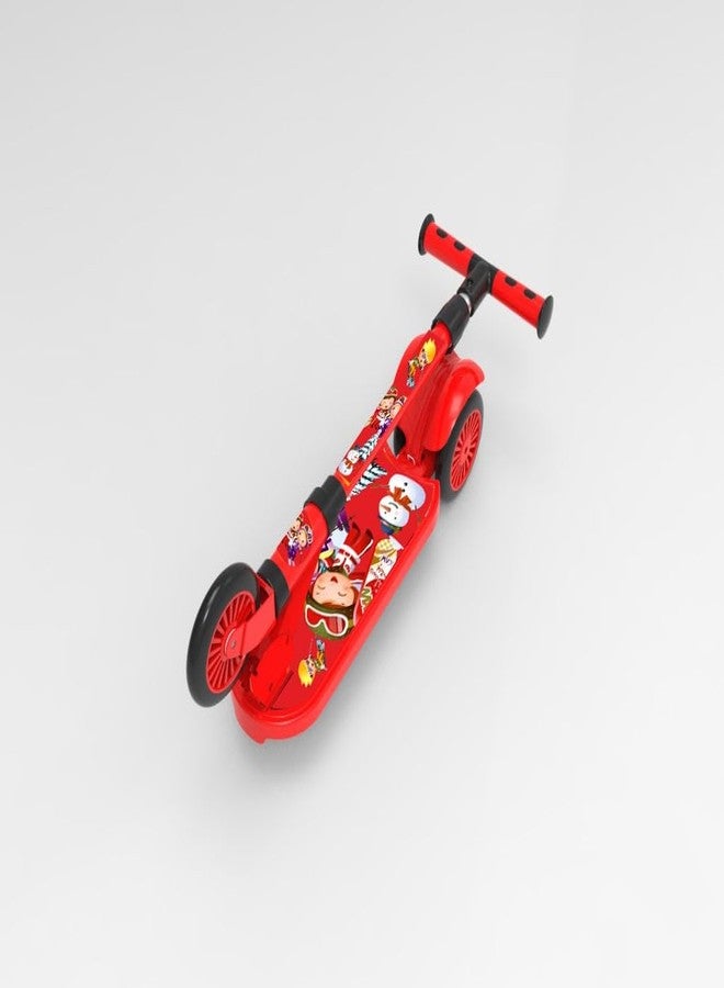 NOJTI سكوتر NOJTI Rider Pro Kick Scooter بعجلات عريضة من البولي يوريثان مزودة بإضاءة LED | سكوتر تزلج ثلاثي العجلات للأولاد والبنات من عمر سنتين إلى 12 سنة | ارتفاع قابل للتعديل بخمسة مستويات، وتصميم سهل الطي (أحمر) - Image 2