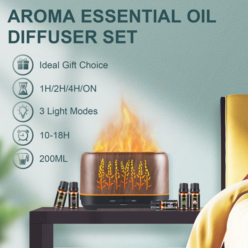 WJNB Essential Oil Diffuser for Home: Ultrasonic Cool Mist Diffuser Spreads Scent Around Room - Flame Ambient Light Realistic and Romantic Effect - Image 3