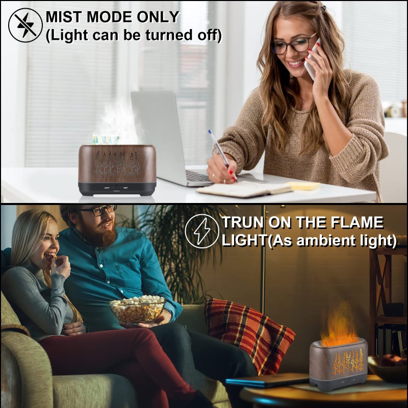 WJNB Essential Oil Diffuser for Home: Ultrasonic Cool Mist Diffuser Spreads Scent Around Room - Flame Ambient Light Realistic and Romantic Effect - Image 4