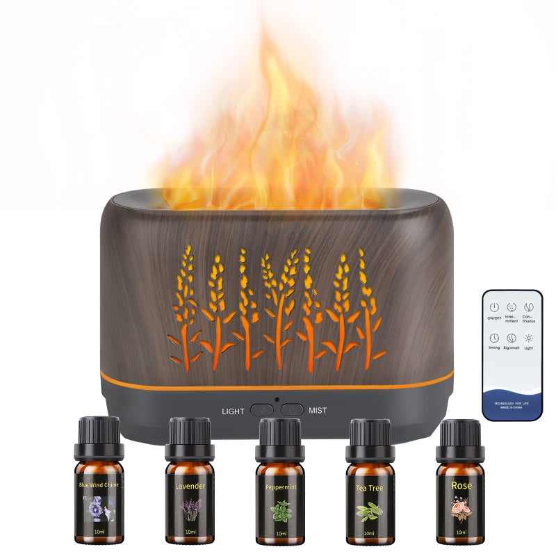WJNB Essential Oil Diffuser for Home: Ultrasonic Cool Mist Diffuser Spreads Scent Around Room - Flame Ambient Light Realistic and Romantic Effect - Image 1