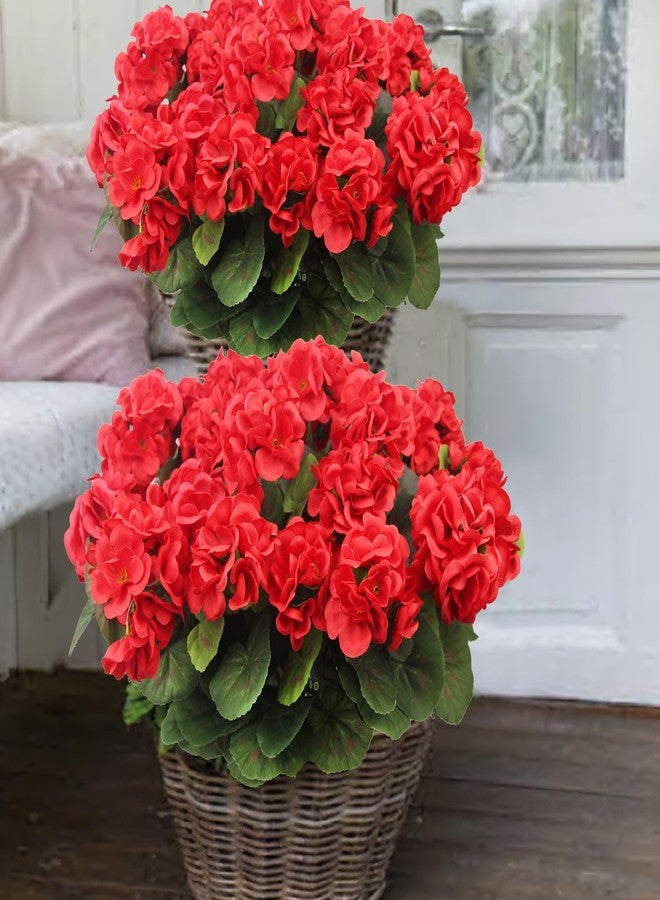 CITYES 8 Pcs Artificial Geraniums Flowers Red Silk Geraniums for Outdoors UV Resistant Fake Geranium Bush Faux Flowers Plants for Planter Garden Home Decor Indoor Patio Vase Table Centerpiece - Image 5