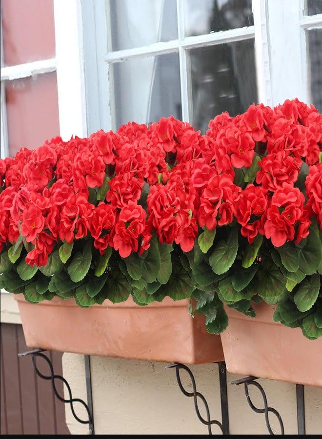 CITYES 8 Pcs Artificial Geraniums Flowers Red Silk Geraniums for Outdoors UV Resistant Fake Geranium Bush Faux Flowers Plants for Planter Garden Home Decor Indoor Patio Vase Table Centerpiece - Image 3
