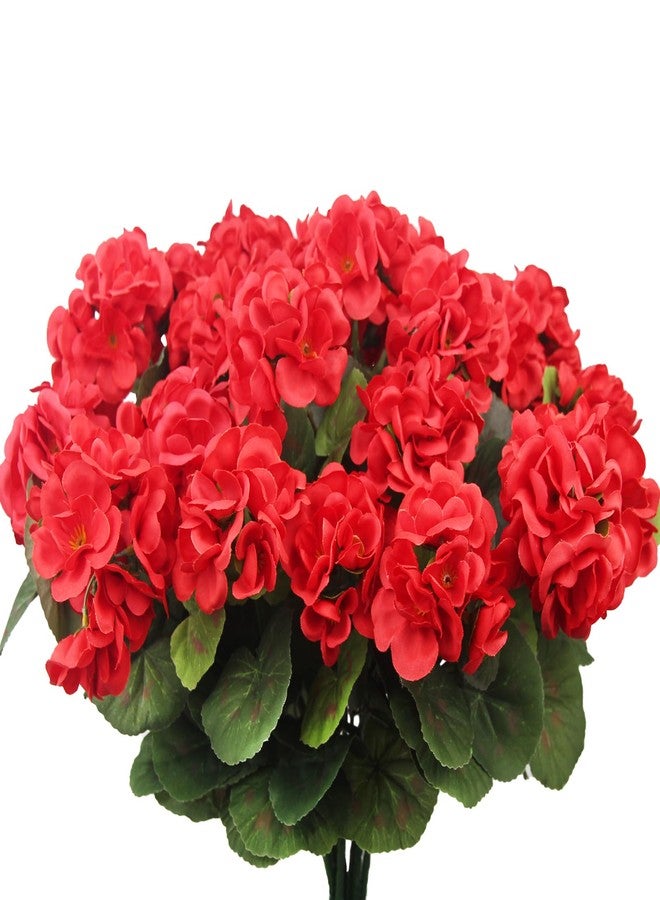 CITYES 8 Pcs Artificial Geraniums Flowers Red Silk Geraniums for Outdoors UV Resistant Fake Geranium Bush Faux Flowers Plants for Planter Garden Home Decor Indoor Patio Vase Table Centerpiece - Image 1