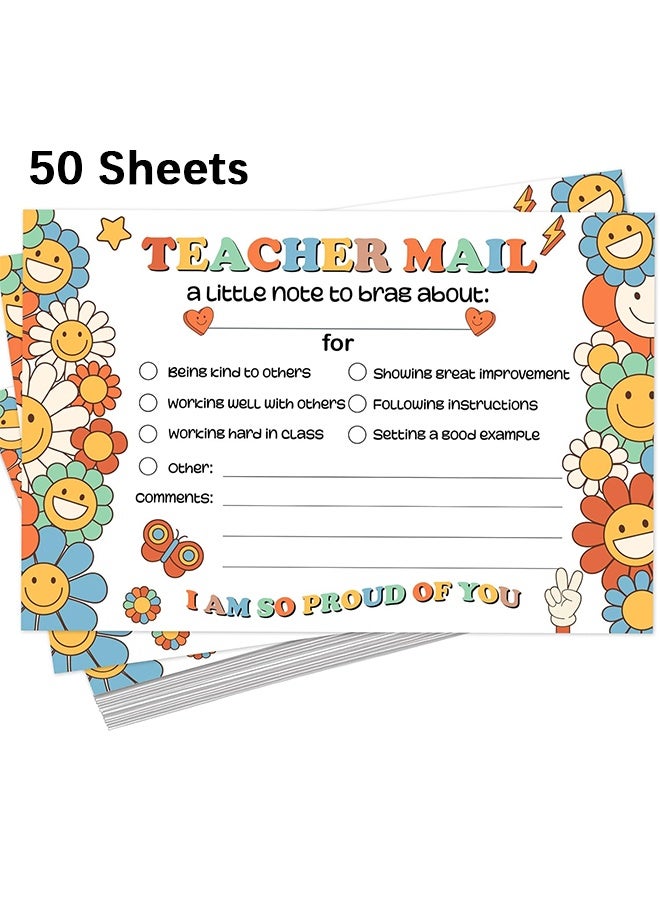 Wffo 50 Sheets Groovy Teacher Mail Incentives Cards for Elementary Students, Classroom Must Have Rewards Cards for Teachers Supplies - Image 1