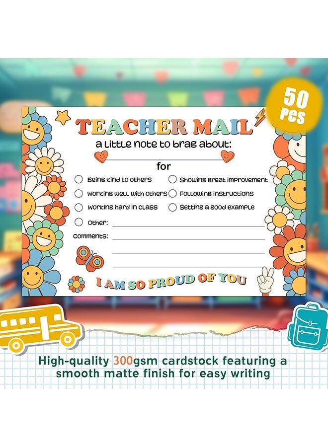 Wffo 50 Sheets Groovy Teacher Mail Incentives Cards for Elementary Students, Classroom Must Have Rewards Cards for Teachers Supplies - Image 3