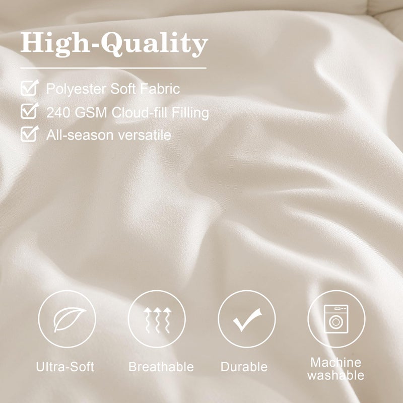 Monbix Queen Comforter Set - 7 Pieces Snow White Bed in a Bag Queen Bedding Sets with Comforters, All Seasons Comforter Bed Set with Sheets, Pillowcases & Shams - Image 5