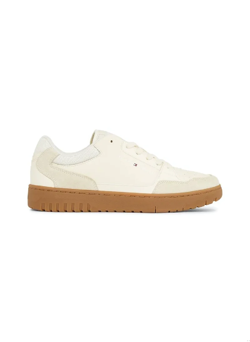 TOMMY HILFIGER Men's Essential Leather Fine Cleat Basketball Trainers -  Leather mix upper, Beige