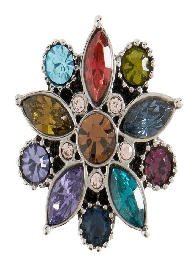 Ginger Snaps Rendezvous Flower, 20 Millimeter, Multicolor, Rhodium Plated, Women, Jewelry and Accessories