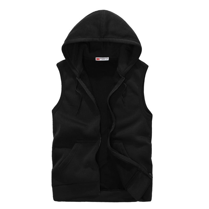 Foreign trade wholesale 2018 autumn new hooded cardigan coat couple Sports Leisure simple sleeveless vest vest Sapphire Blue - Image 3