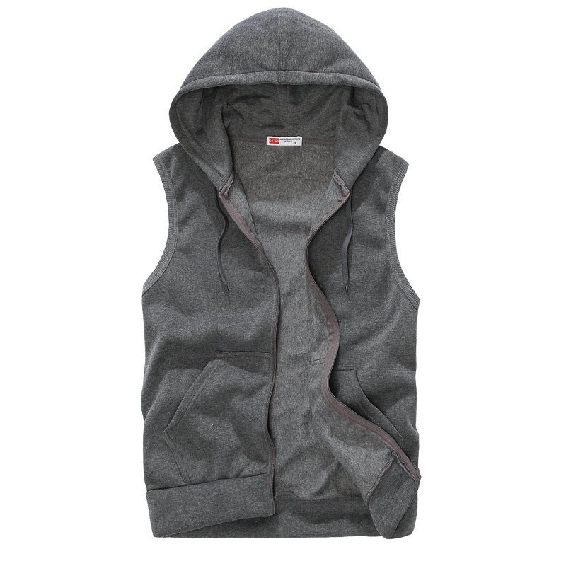 Foreign trade wholesale 2018 autumn new hooded cardigan coat couple Sports Leisure simple sleeveless vest vest Sapphire Blue - Image 4
