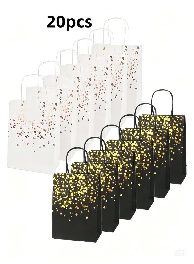 20 Pieces Paper Party Bags Bronzing Kraft Bag Birthday Party Bags, Bride Bag with Handle for Birthday Wedding Celebrations Party Favors 22*16*8 - Image 1