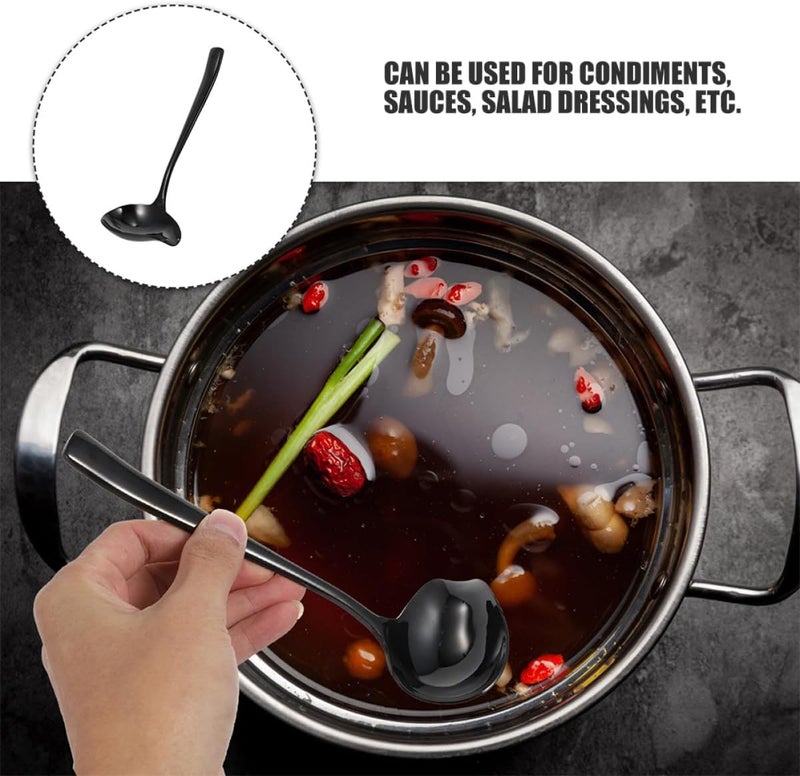 Stainless Steel Sauce Spoon with Spout Black Gravy Ladle Small Serving Utensil for Kitchen Cooking and Dining - Image 2