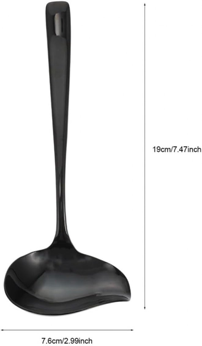 Stainless Steel Sauce Spoon with Spout Black Gravy Ladle Small Serving Utensil for Kitchen Cooking and Dining - Image 1