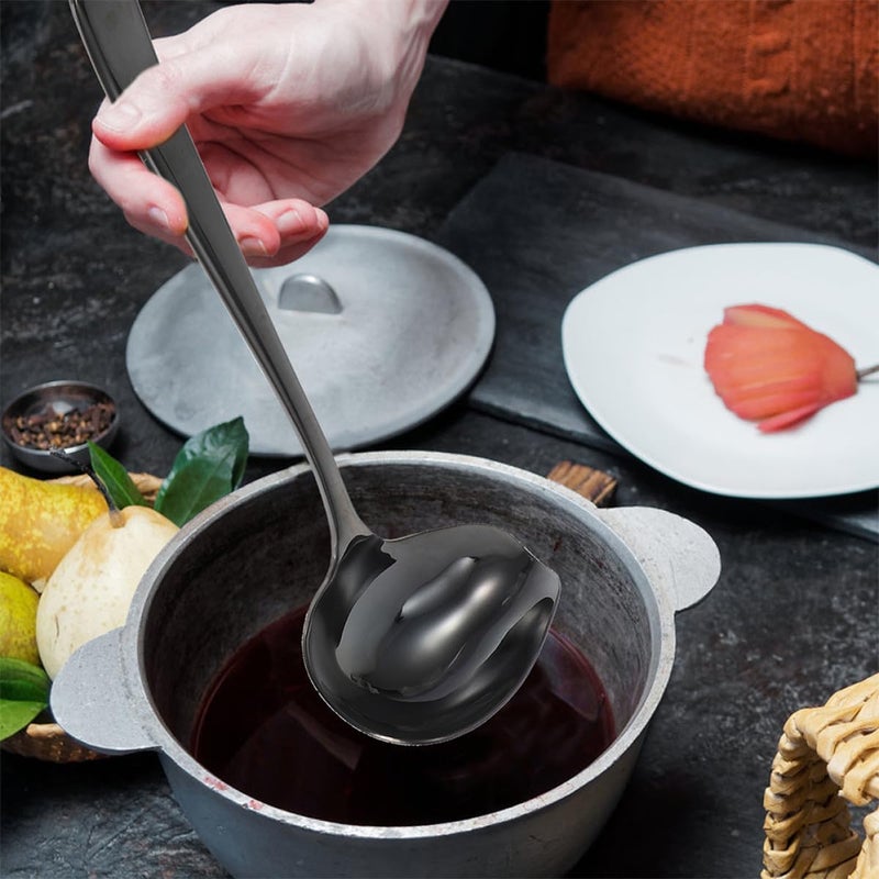 Stainless Steel Sauce Spoon with Spout Black Gravy Ladle Small Serving Utensil for Kitchen Cooking and Dining - Image 5