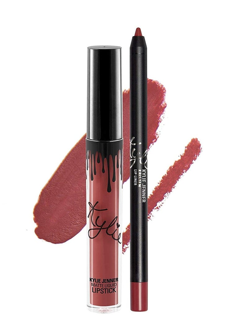 Kylie Cosmetics New Female Kylie Jenner Cosmetics Long Lasting Lipstick Lip Gloss Liquid Matte Lip Liner Makeup (Kristen)