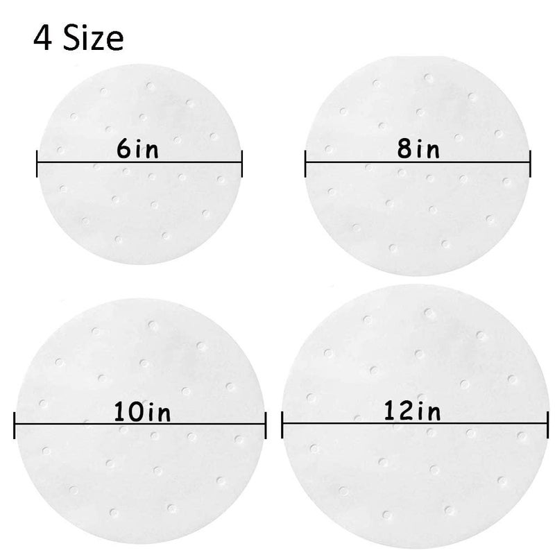 MineSign 100 Count Perforated Parchment Paper Bamboo Steamer Liners for 12 inch Air Fryer Parchment Paper - Image 5
