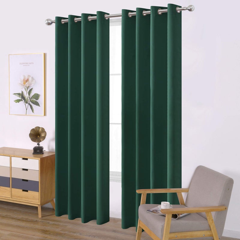 LEMOMO Dark Green Blackout Curtains/52 x 84 Inch Long/Set of 2 Curtain Panels/Thermal Insulated Room Darkening Curtains for Bedroom - Image 2