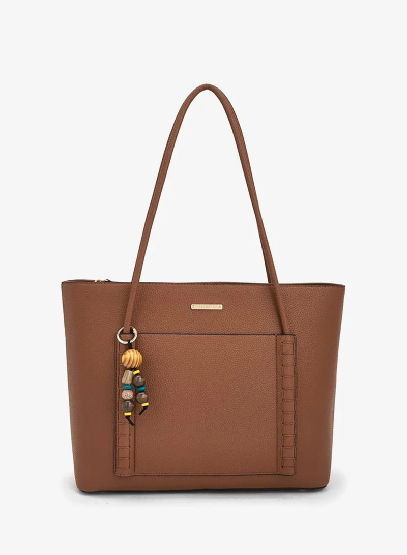 سيليست Textured Tote Bag With Bag Charm