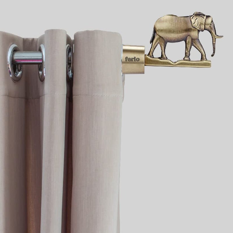 FERIO Elephant Design Zinc Alloy Curtain Bracket/Holder for Door and Window 1 Inch Rod Size Brass Antique Finish Set (Pack of 4) - Image 3