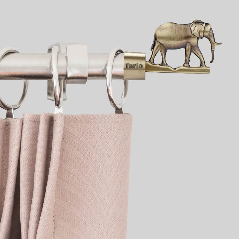 FERIO Elephant Design Zinc Alloy Curtain Bracket/Holder for Door and Window 1 Inch Rod Size Brass Antique Finish Set (Pack of 4) - Image 4