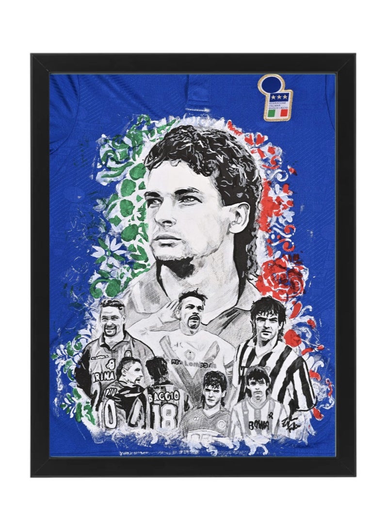 Boomah Accessories Roberto Baggio Italy Jersey Art Poster with Frame 30x40cm 