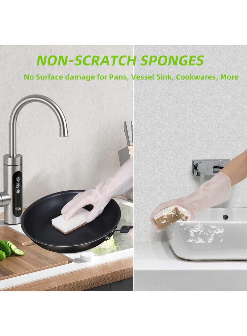 SOLARAE Natural Sponges for Dishes, Reusable & Biodegradable Sponges for Washing Dishes, Non-Scratch Scrub Sponge Pads Dual-Sided Dishwashing Sponge for Kitchen Bathroom (1, 12 Count Brown) - Image 5