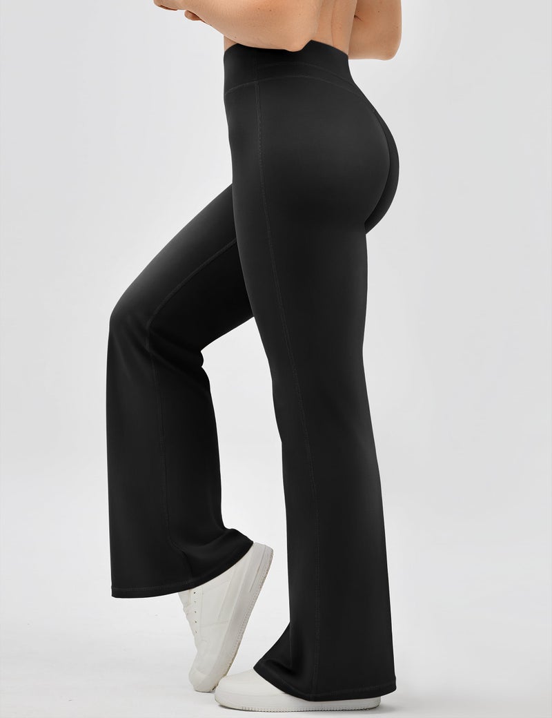 EUYZOU Yoga Pants Women High Waist Casual Soft Crossover Straight Leg Bottoms Leggings, Black M - Image 4