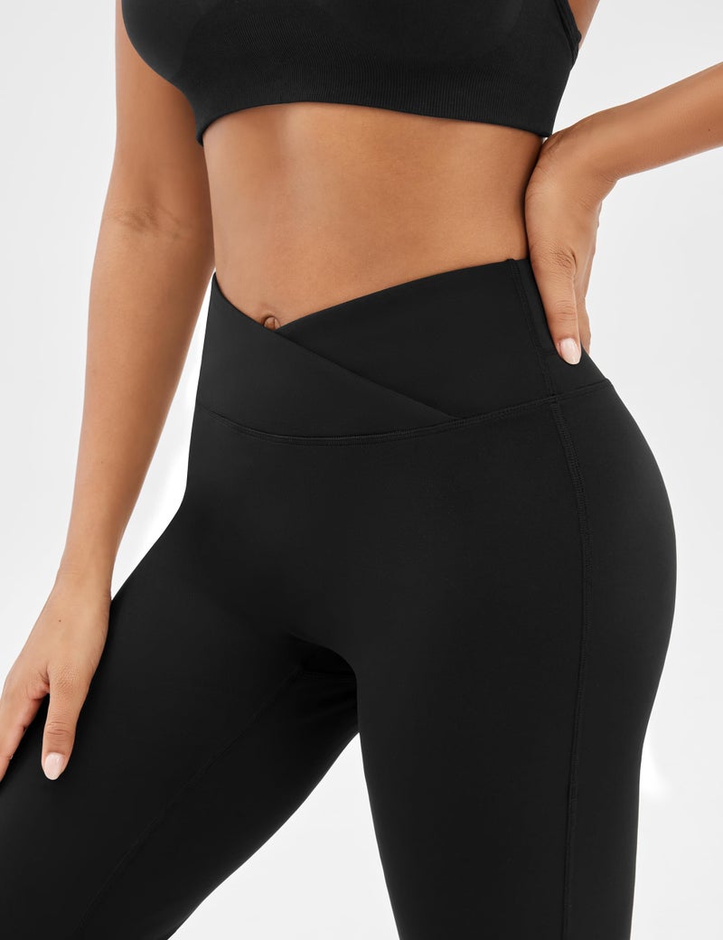 EUYZOU Yoga Pants Women High Waist Casual Soft Crossover Straight Leg Bottoms Leggings, Black M - Image 5