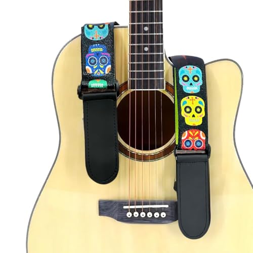 MOCKING BIRD Guitar Strap for Acoustic Adjustable Buckle Electric Guitar Strap Polyester Guitar Belt For Acoustic/Bass/Electric Guitar (Multi Skull Guitar Belt) - Image 5