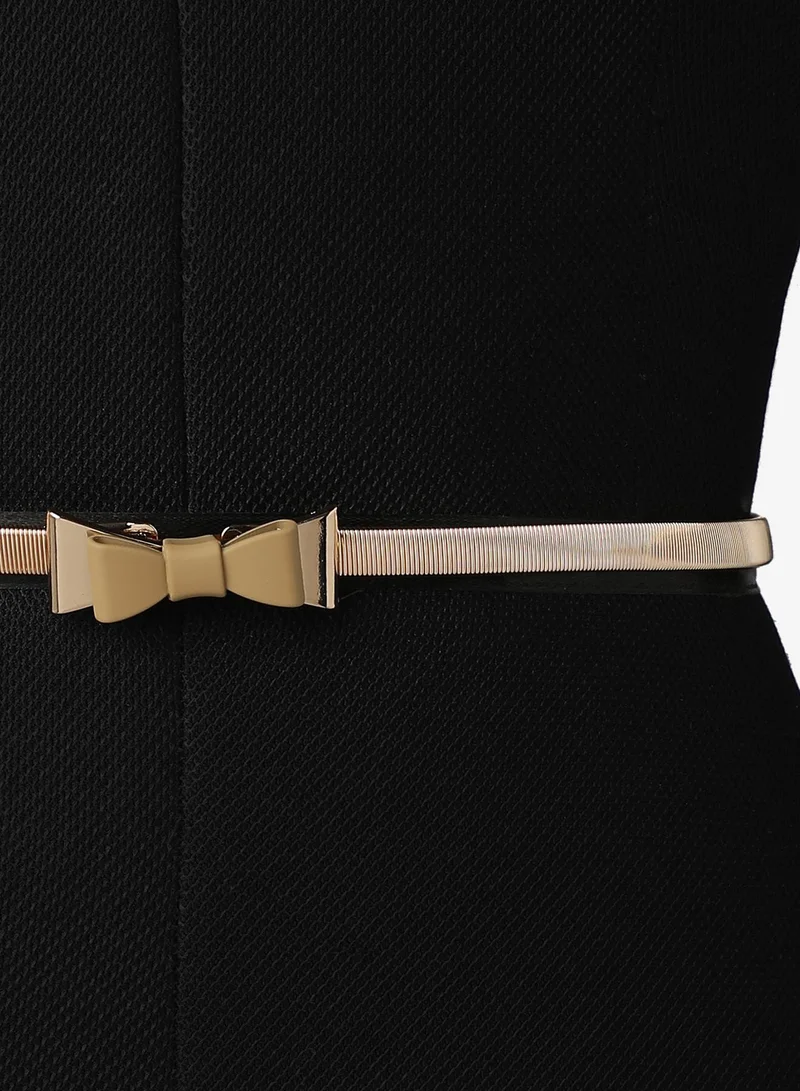 Haute Sauce Women Gold Solid Waist Belt